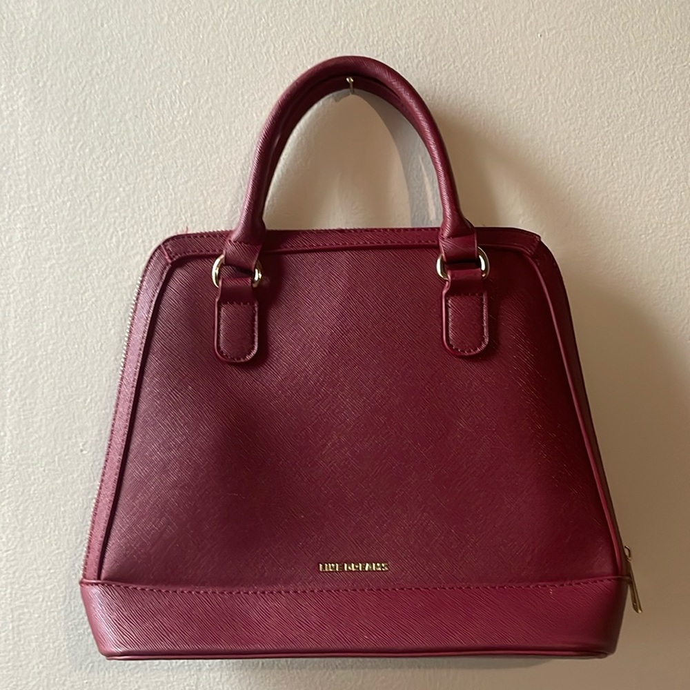 Maroon faux leather purse